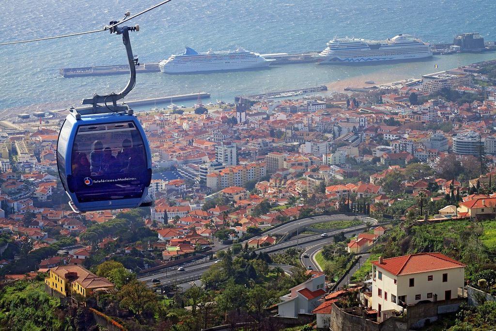 Funchal (Madeira): Teleférico sobre Funchal