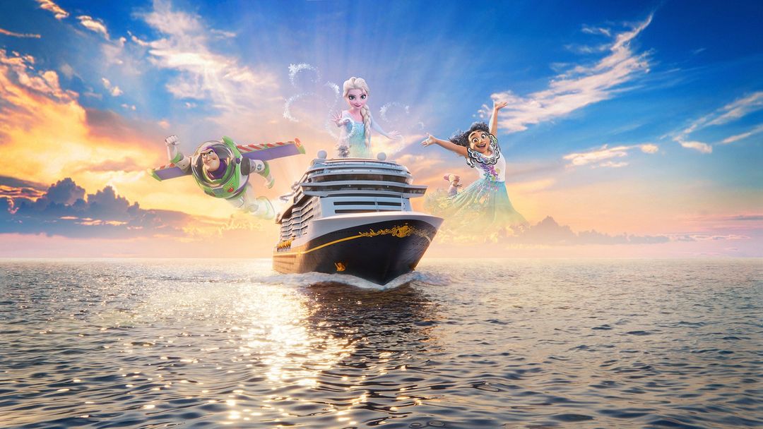 Promotional illustration of the Disney Believe with Buzz Lightyear, Elsa and Mirabel